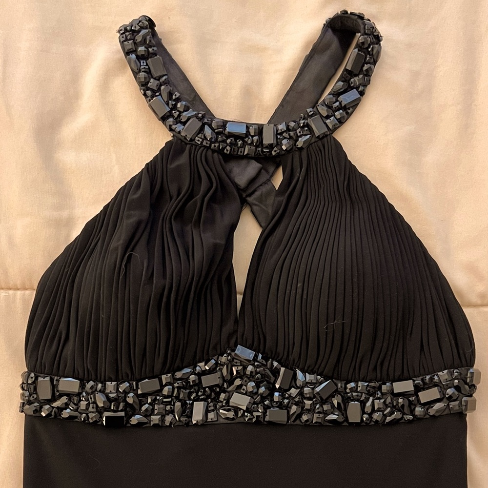 Beautiful black maxi dress , detailed embroidery as new. No missing beads.
